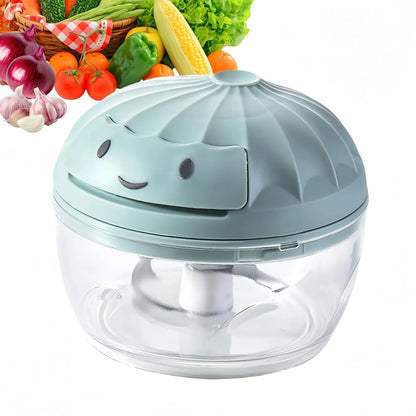 Manual Food Processor Vegetable Chopper, Mini Hand Pull String Garlic Chopper Onion Cutter for Veggies, Ginger, Fruits, Nuts, Avocado, Garlic Etc., Food Safe Material, 160Ml (Blue)1