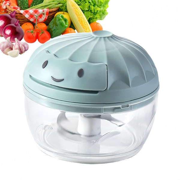 Manual Food Processor Vegetable Chopper, Mini Hand Pull String Garlic Chopper Onion Cutter for Veggies, Ginger, Fruits, Nuts, Avocado, Garlic Etc., Food Safe Material, 160Ml (Blue)1