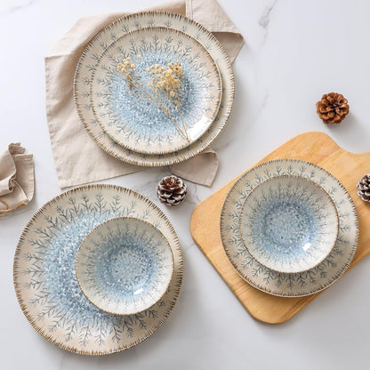 DOMICREVERY Ceramic Dinnerware Sets for 4, 12 Pcs Plates and Bowls Sets4
