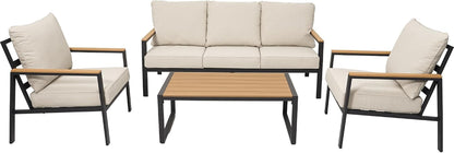 4 Pieces Metal Patio Furniture Set for Outdoor Balcony,Beige7