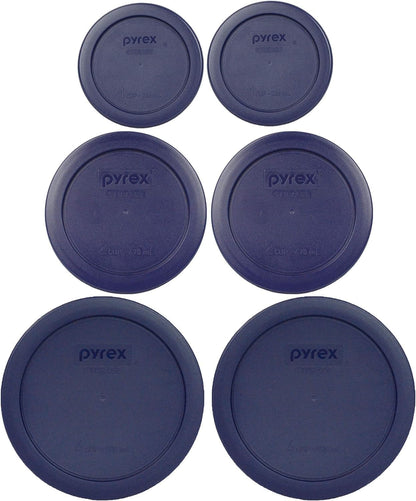 6 Piece Blue Food Storage Lid Set - Made in USA | Bpa-Free Plastic | round Shapes | Fits 7202 | 7200 & 7201 Glass Bowls | Dishwasher Safe1