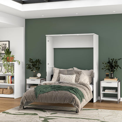 Full Murphy Bed with Desk, White, Lumina, 61W2