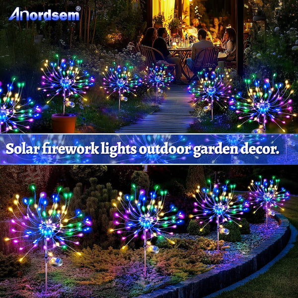 Solar Firework Lights Outdoor Garden Fairy Lights 2 Pack Colorful7