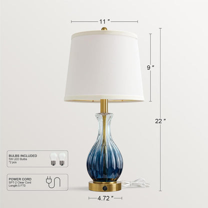 22" Blue Glass Table Lamps with Fairy Lights for Bedroom Nightstands6