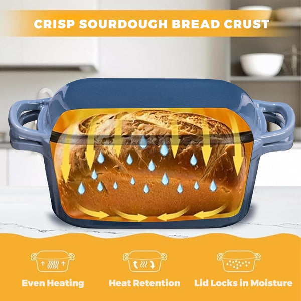4.6 Quart Dutch Oven for Sourdough Bread Baking | Oval Bread Dutch Oven with Lid, Cast Iron Bread Pan for Crispy Crust, Steam Baking Design for Artisan Homemade Loave, Seasalt4