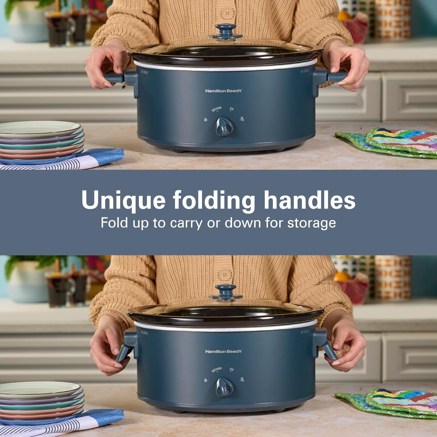 6-quart-slow-cooker-with-space-saving-folding-handles-3-heat-settings-dishwasher-safe-stoneware-crock-glass-lid-kitchen-makeover-blue-33608