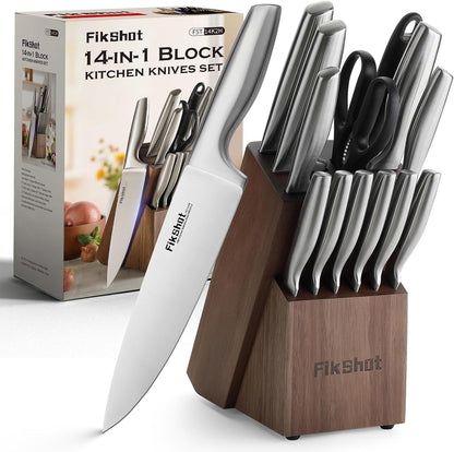 14 Pieces Knife Block Set German Stainless Steel with Sharpener1