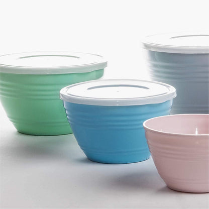| Mixing Bowl Set with Lids | Versatile Plastic Bowls for Kitchen Mixing, Serving, and Storage - 4-Piece Mixing Bowl Set in Various Sizes | Space-Saving Nesting Design | Dishwasher Safe8