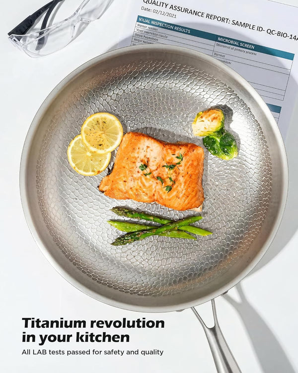 Titanium Pans for Cooking Non Stick,10"+12" Uncoated Hammered Titanium Pro Frying Pan, PFAS Free Cookware, Butter Warmer Skillet, Induction & Oven-Safe5