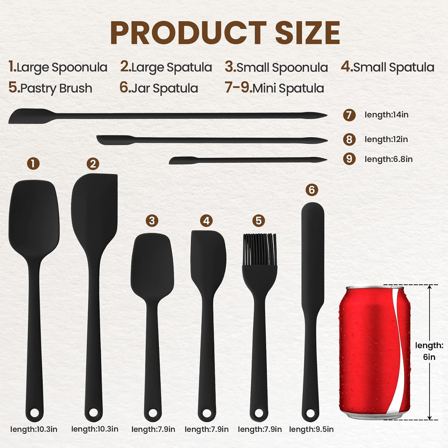 silicone-spatula-set-9-piece-bpa-free-food-grade-heat-resistant-spatulas-for-cooking-baking-seamless-one-piece-design-non-stick-safe-dishwasher-safe-withstands-104-f-to-600-f-black