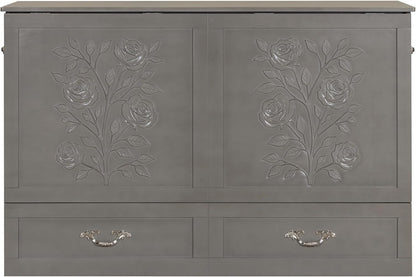Palermo Murphy Cabinet Chest Bed with Charging Station 6 Inch, Queen (Silver Mist Grey)1