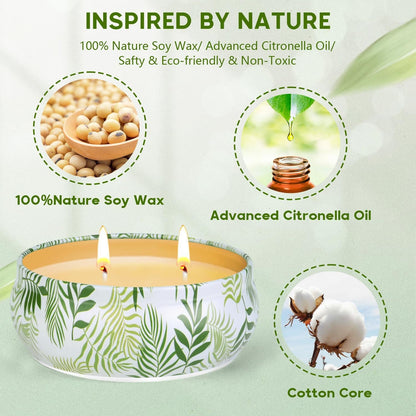 Citronella Candles Outdoor, 4 Pack 8OZ Citronella Candle for Patio, 2 Wick Lemongrass Candle, Natural Soy Wax Scented Candles Long Burning for Indoor Outdoor Camping Garden Summer Vocation2