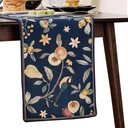 Designer Vintage Linen Table Runner,71"X12"-Deweya Blue1