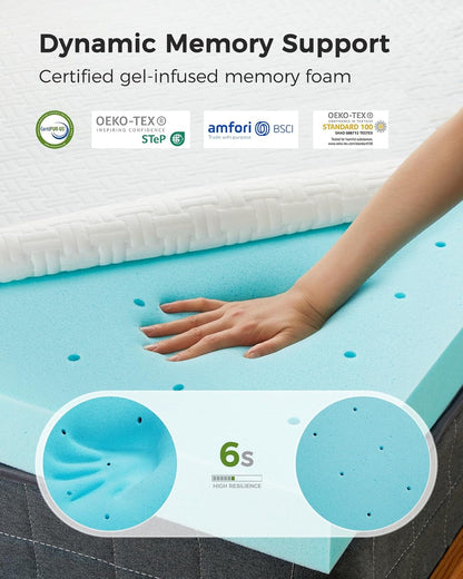 Twin XL Mattress Topper - 3 Inch Cooling Memory Foam Mattress Pad Made with Certipur-Us® Certified Foam, Bed Topper with Bamboo Cover,Removable & Washable & Non-Slip3