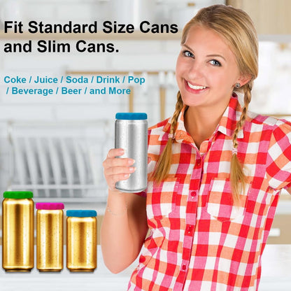Silicone Soda Can Lids 6 Pack Reusable Silicone Can Covers, Can Stopper or Protector for Soda, Beer, Drink, Juice, Coke, Beverage, Fits Standard & Slim Cans3