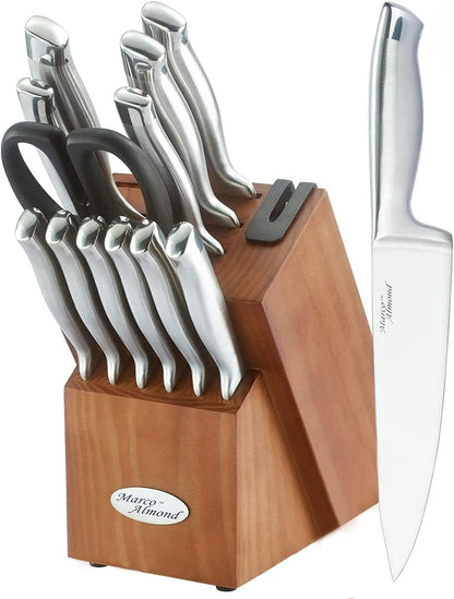 Knife Block Set Kitchen Knives Built-In Sharpener1