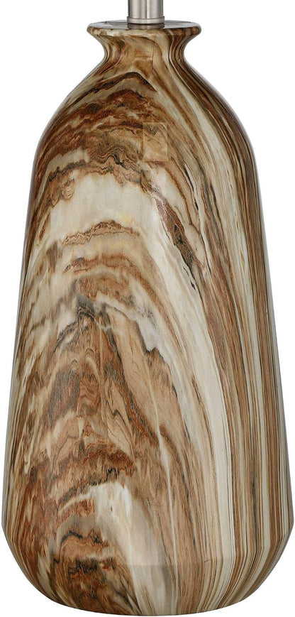 Carlton 28" Tall Table Lamps Set of 2 Brown Faux Marble Modern5