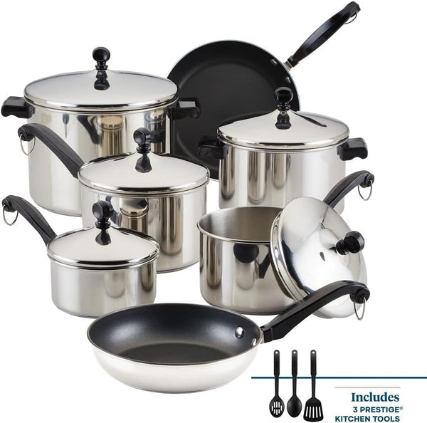 Classic Series Nonstick Stainless Steel Cookware Set, Pots and Pans Set, 15-Piece2