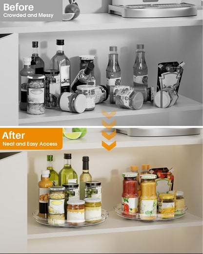 2 Pack Lazy Susan Organizer 9 Inch Lazy Susan Turntable for Cabinet, Rotating Spice Organization for Cabinet, Kitchen, Table Top, Countertop, Pantry Fridge Organizers and Storage, Clear8