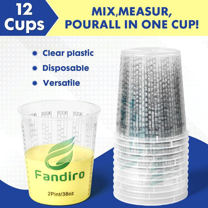 38-Ounce(12 Pack) Paint Mixing Cups, Accurate Measurements in Ratios,Plastic Graduated Measuring Cups Perfect for Paint, Resin, Epoxy, Acrylic, Pigments, Art DIY3
