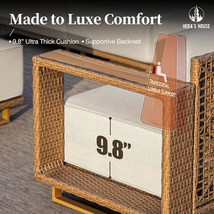 9-Piece Patio Sectional Furniture Set with 10" Thick Cushions2