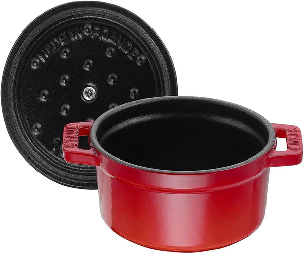 Staub Cast Iron Mini round Cocotte, Dutch Oven, 0.25-Quart, Serves 1, Made in France, Cherry4