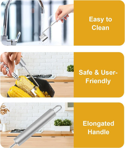 2026 Upgrade Stainless Steel Corn Cob Stripper Tool, Long Handle Corn Kernel Remover, Easy Corn off the Cob Cutter Peeler for Kitchen, Restaurant, Outdoor Cooking (1Pcs)6