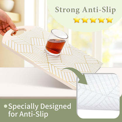 Shelf Liners for Kitchen Cabinets 12In X 20FT, Non Adhesive Cabinet Liner Strong Non-Slip Thickened Gold Geometric Drawer Liner, Easy to Clean for Shelf, Cabinet with Knife and Tape Measure2