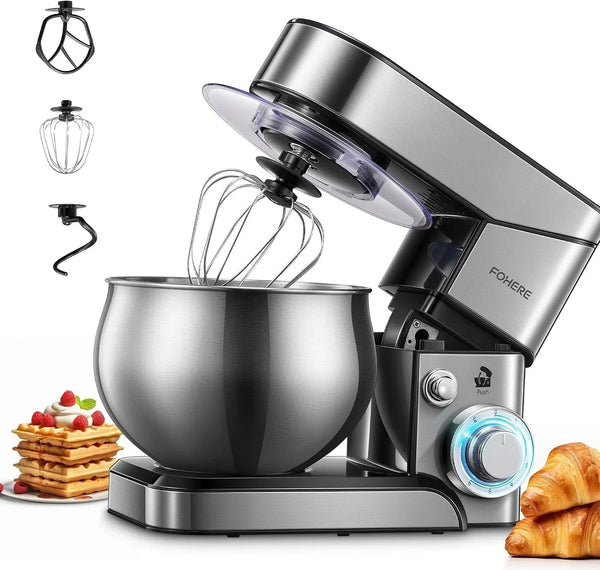 Stand Mixer , 5.8 QT Stainless Steel Mixer with Dough Hook, Mixing Beater, Wire Whip, Dishwasher-Safe, 6+P Speeds Tilt-Head Kitchen Dough Mixers for Cake, Electric Home Cooking Kitchen Mixer | Dough Hook, Mixing Beater, Wire Whip, Dishwasher-Safe, 6+P Speeds Tilt-Head, for Cake, Bread & Pastry1