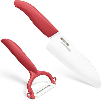 Advanced Ceramic Revolution Series 5-1/2-Inch Santoku Knife and Y-Peeler Set, Red1