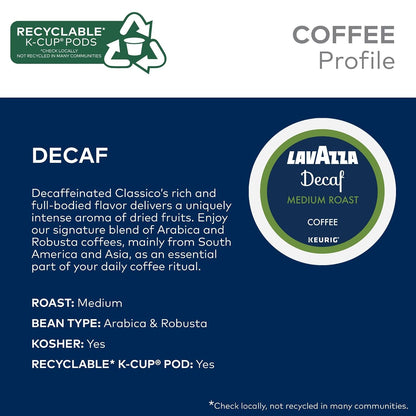 Lavazza Decaf, Single-Serve Keurig K-Cup Pods, Medium Roast Coffee, 60-Count Box (6 Packs of 10)4
