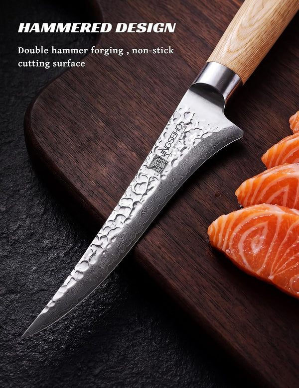 Fillet Knife for Fish and Meat, VG-10 Damascus High Carbon Steel4