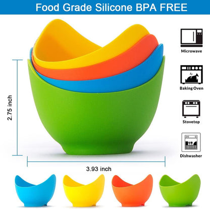 4 Pack Silicone Egg Poacher Cups with Oil Brush, Gift Box | Nonstick Egg Poaching Cups, BPA Free, Ring Standers, Dishwasher Safe, for Stovetop, Microwave, Air Fryer, Baking Oven2