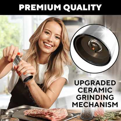 Manual Salt and Pepper Grinder Set of 2, Refillable Stainless Steel Mills5