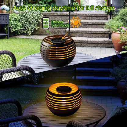 Solar Lantern Table Lamps with Amber Twinkling Glow, Waterproof Metal Landscape Fixture Dusk to Dawn for Outdoor Garden Tables, Balcony, Walkways, Bar Tabletop Create Romantic Ambiance6