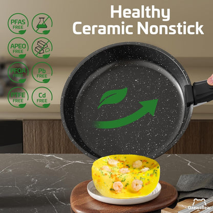 23 Pcs Pots and Pans Set Non Stick, Ceramic Cookware Set Non Toxic with Detachable Handles, Healthy Induction Cookware Oven Safe RV Kitchen Set, PFAS PFOA & PTFE Free, Black3