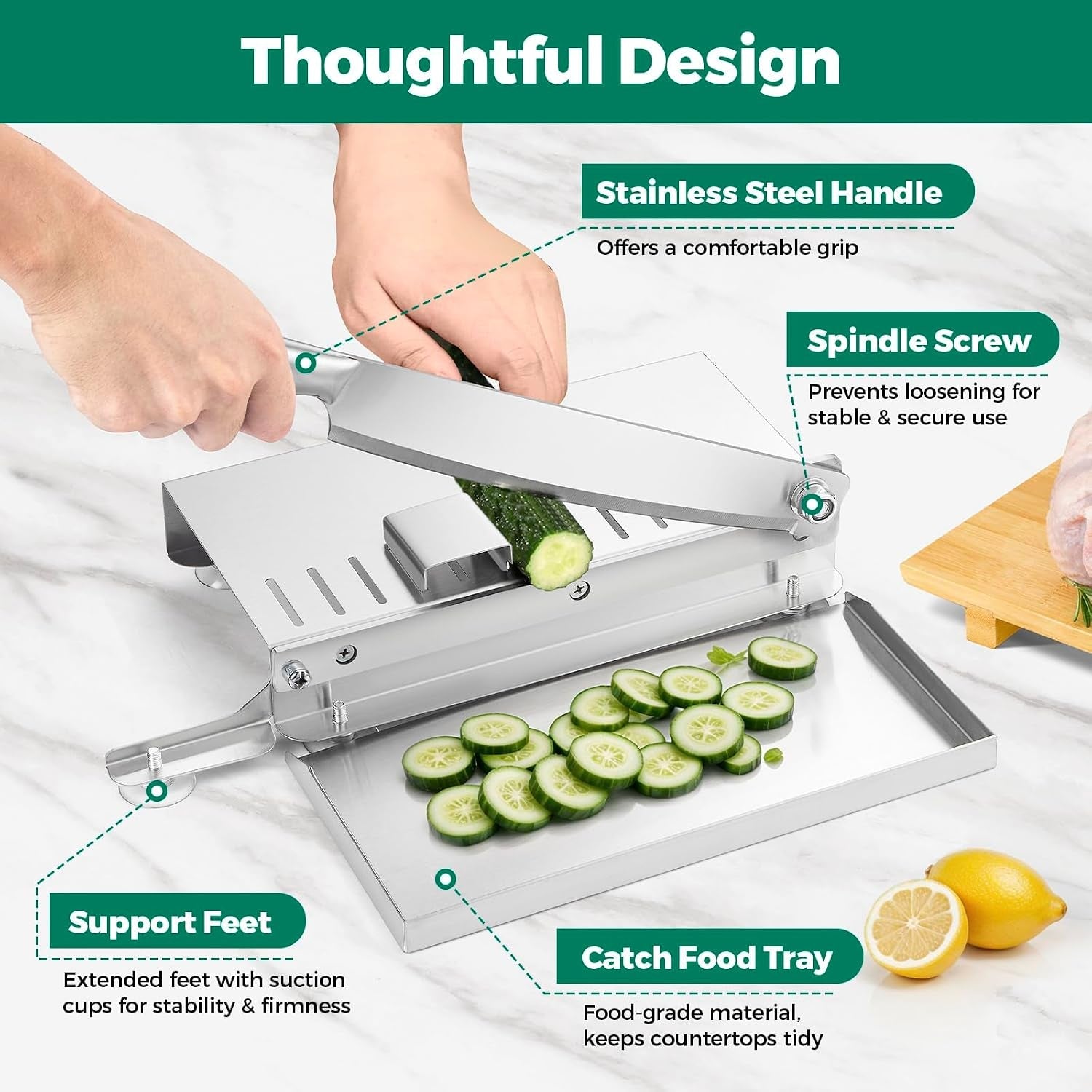 meat-bone-cutter-manual-meat-slicer-bone-cutting-knife-with-food-grade-stainless-steel-blade-and-food-catch-tray-beef-jerky-chicken-bone-cleaver-for-home-and-commercial-cooking-15-5-inches