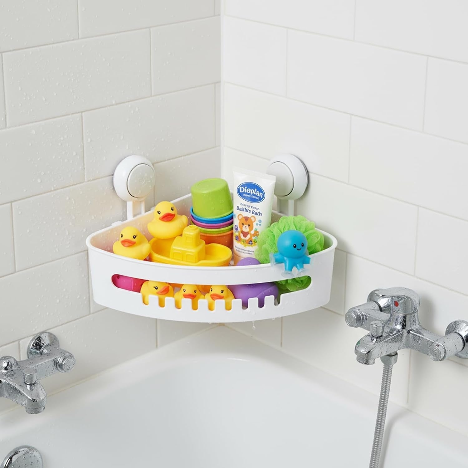 bath-toy-storage-organizer-kids-bathtub-toy-holder-with-drain-holes-shower-caddy-for-bathtub-no-drilling-corner-shower-caddy-suction-cup-waterproof-storage-basket-for-bathroom-kitchen