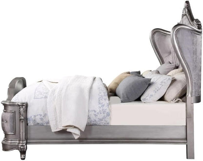 Ariadne Eastern King Bed in Velvet & Antique Platinum Finish5
