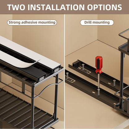 Pull Out Spice Rack 2 Pack,Slide Out Cabinet Spice Rack,Black7