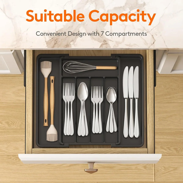 Expandable Silverware Drawer Organizer, Kitchen Utensil Tray2