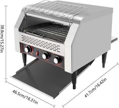 450 Slices/Hour Commercial Toaster, 110V 2600W Electric Conveyor Toaster Oven Stainless Steel Commercial Conveyor Belt Toasters for Restaurant, Bakery, Buffet Use7