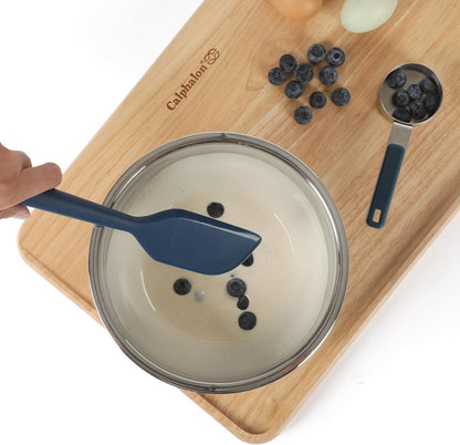 Edge 6-Piece Stainless Steel and Silicone Kitchen Tool Set, Kitchen Utensil Set, Scraper, Skimmer, Spoon, Ladle, Turner, Pasta Server, Heat Resistant Nonstick Safe Cooking Utensils (Navy)8
