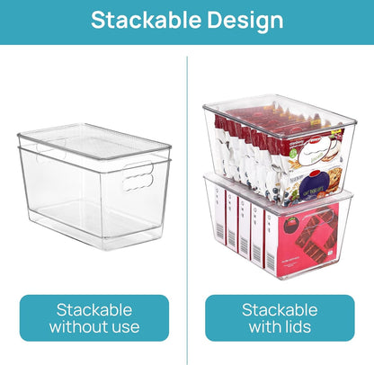 6 Pack Clear Stackable Storage Bins with Lids and Handles, Large3