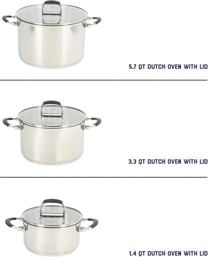 Oster Platinum Silverbolt 6 Piece Stackable Space-Saving Dutch Oven Sauce Pan Cookware Set3