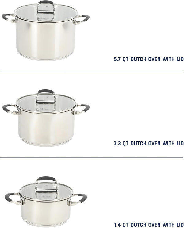 Oster Platinum Silverbolt 6 Piece Stackable Space-Saving Dutch Oven Sauce Pan Cookware Set3