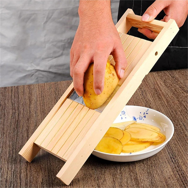 Fit for Multifunctional Wooden Vegetable Cutter with Stainless Steel Blade, Slicer, Potato Peeler, Carrot & Cheese Grater - Kitchen Tool for Home Cooking6