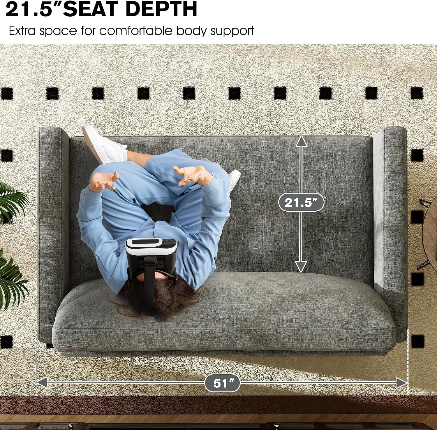 51-loveseat-sleeper-sofa-bed-chenille-convertible-floor-sofa-bed-for-small-spaces-folding-couch-bed-with-deep-seat-2-pillows-solid-frame-pull-out-floor-couch-for-living-room-grey