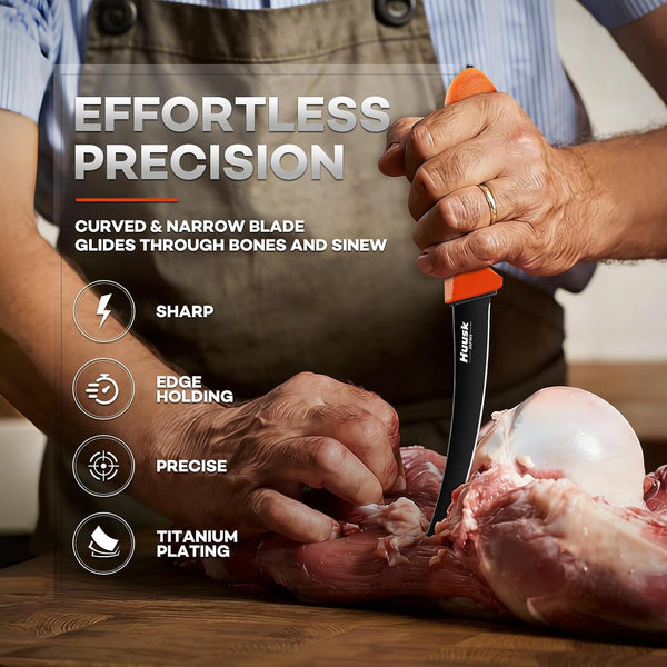 Curved Boning Knife - 6" Filet Knife for Meat Deboning Non‑Slip Grip2