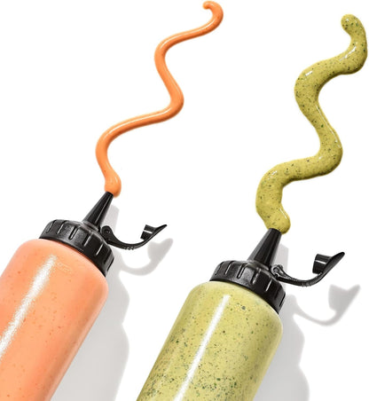 OXO Good Grips Chef'S Squeeze Bottles for Sauces and Dressings - Set of 2 | Includes 12 Oz & 16 Oz Bottles with Measurement Markings, Ideal for Plating, Condiments, Cooking Sauces, Oils, Kitchen Use6